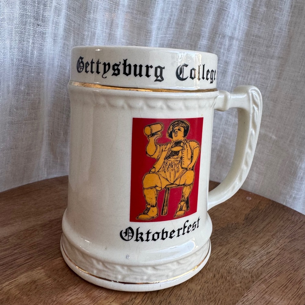 VTG Gettysburg College Oktoberfest Beer Stein Mug 1970 Ceramic Made‎ USA
